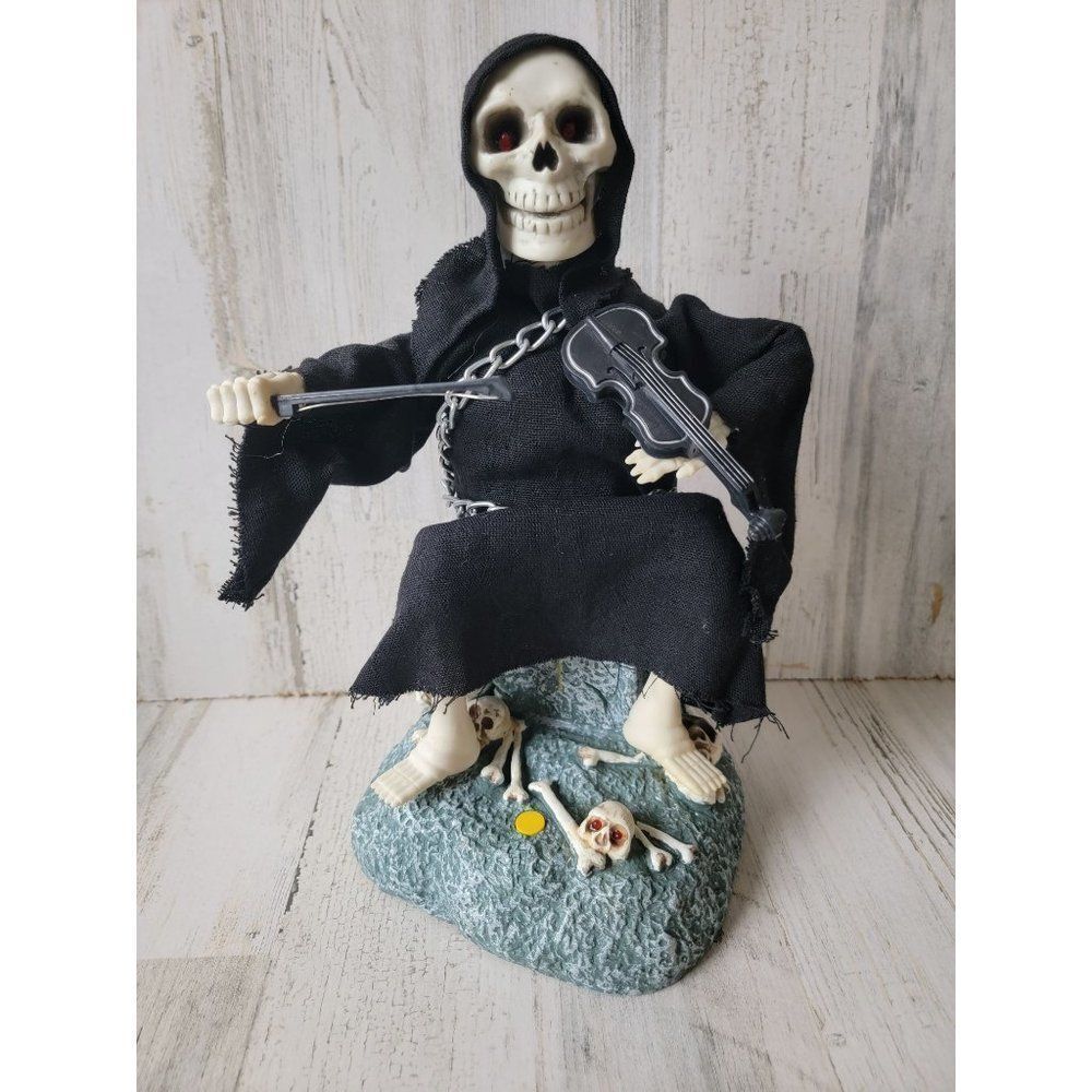 Gemmy Halloween animated Grim Reaper‎ violin Tombstone scary  prop decor